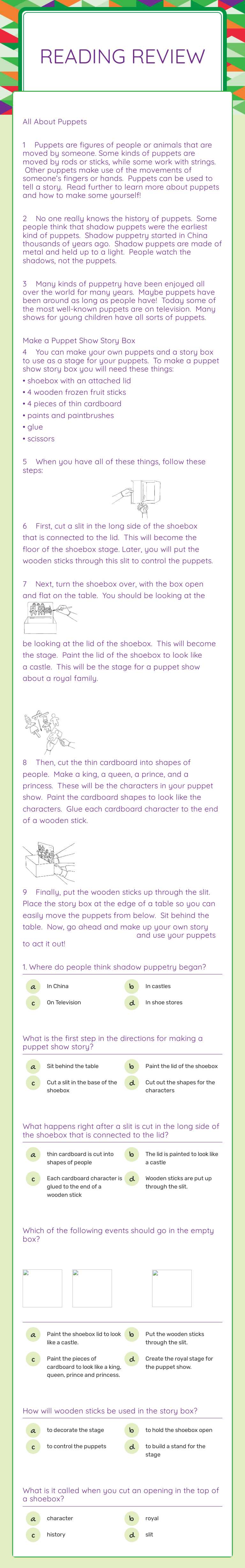 Reading  review Grade 3 worksheet preview