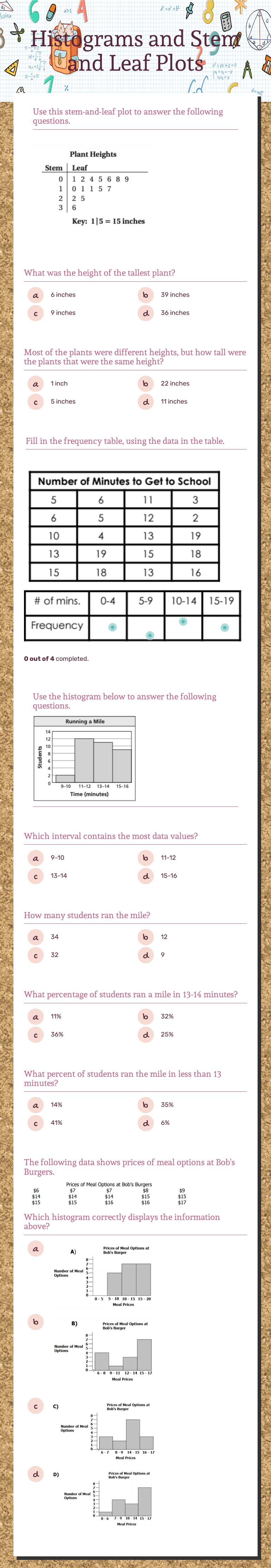 Unlock data insights! Practice histograms & stem and leaf plots ...