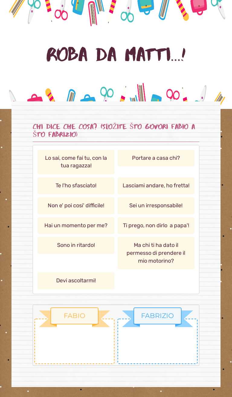 ROBA DA MATTI...! Grade 8 worksheet preview