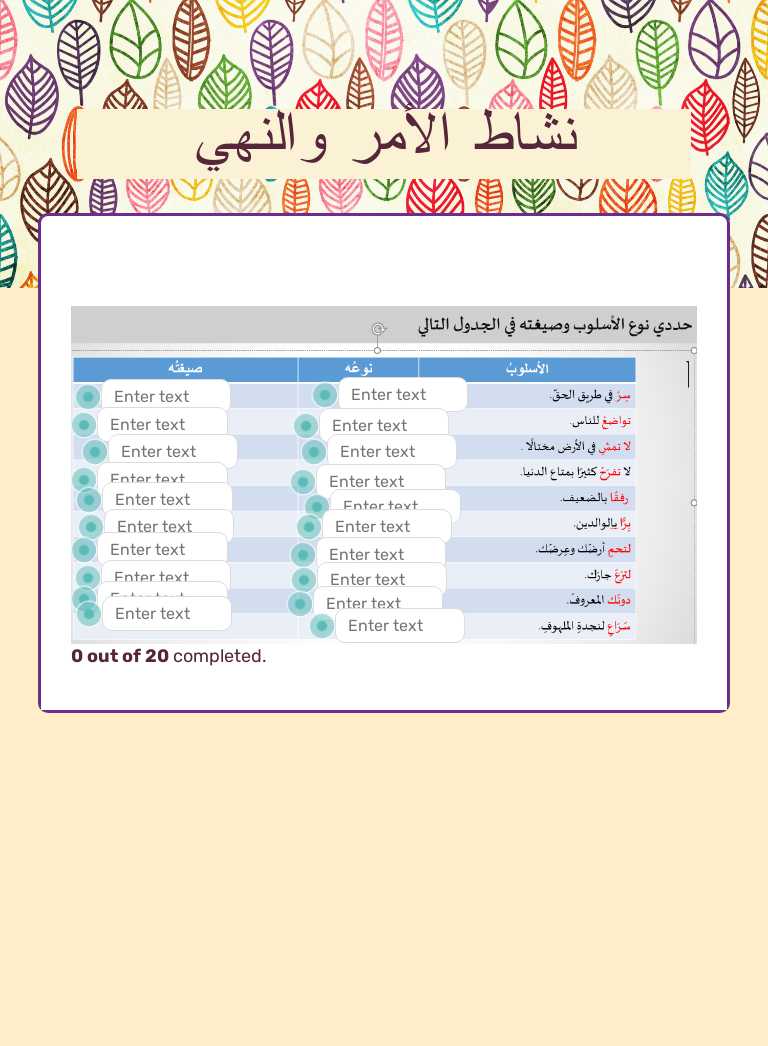 نشاط الأمر والنهي worksheet preview