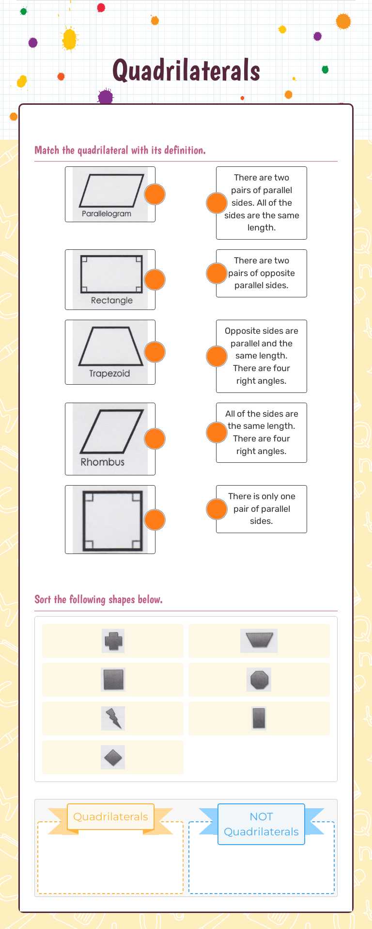 Quadrilaterals worksheet preview