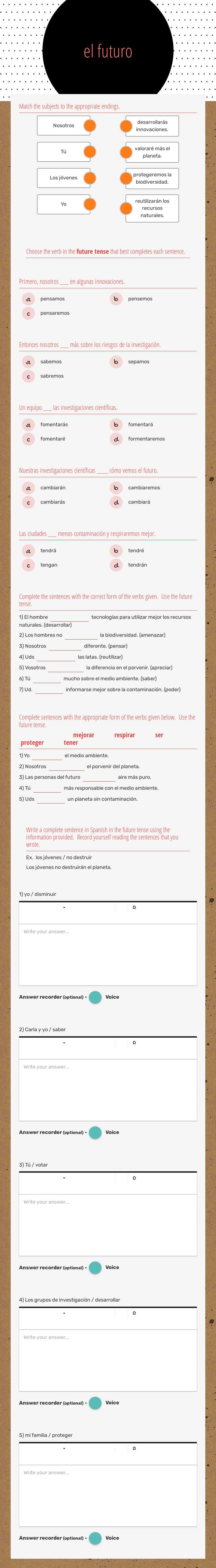 el 
futuro Grade 10 worksheet preview