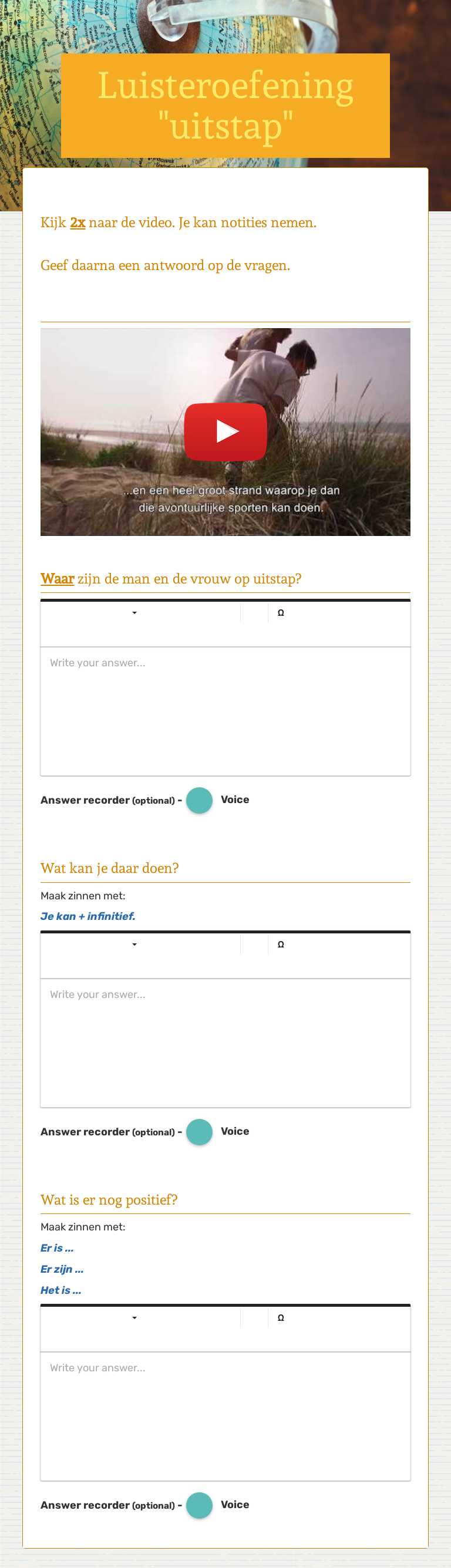 Luisteroefening "uitstap" worksheet preview image