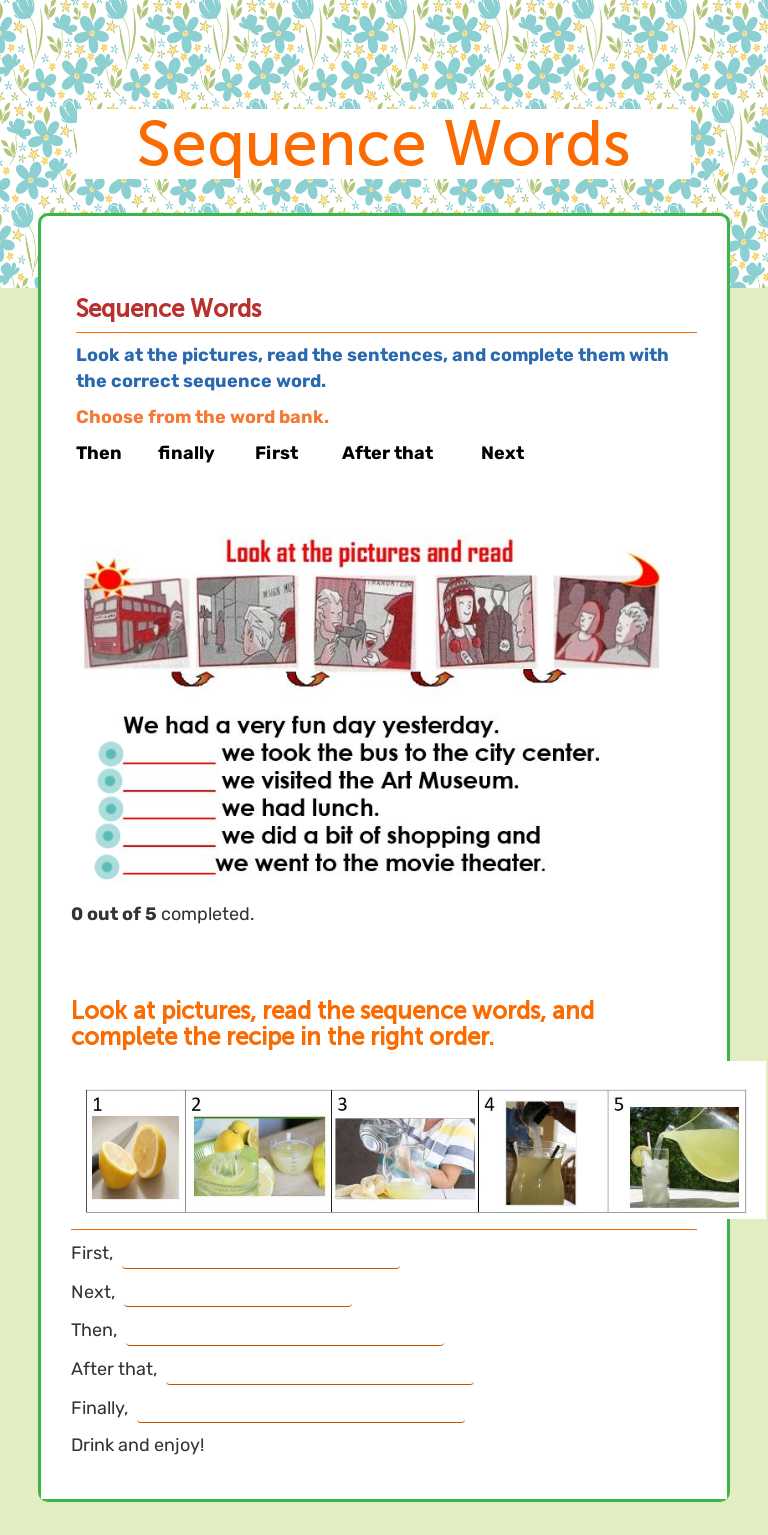 Sequence Words worksheet preview image