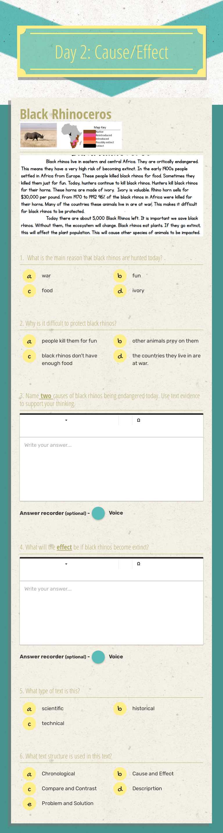 Day 2: Cause/Effect Grade 4 worksheet preview