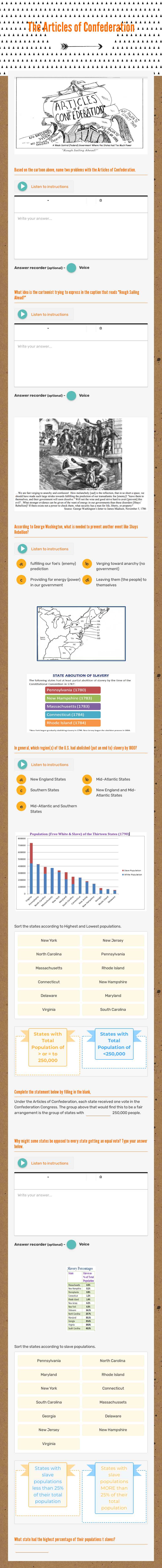 The Articles of Confederation worksheet preview image