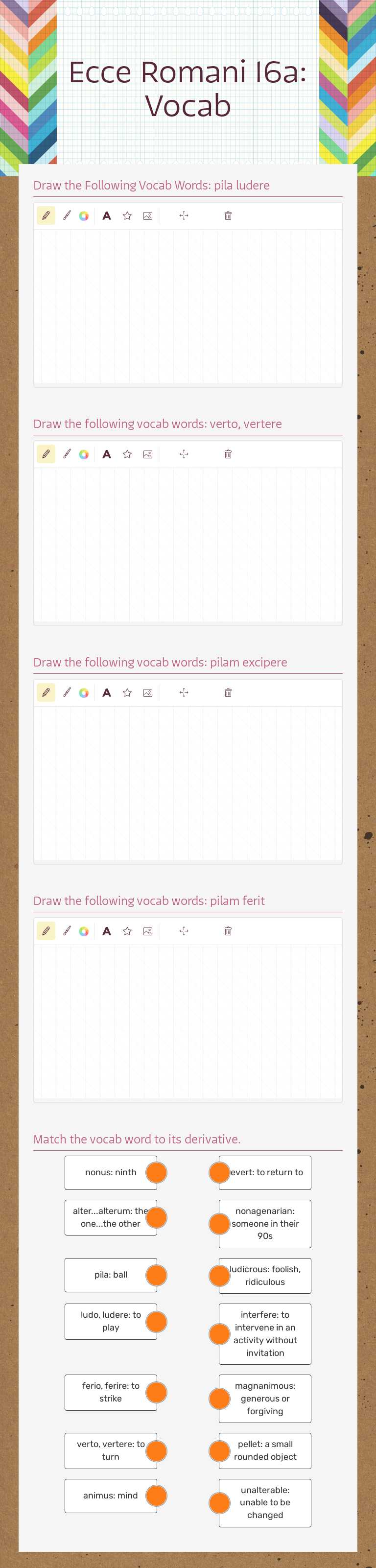 Ecce Romani 16a: Vocab worksheet preview image