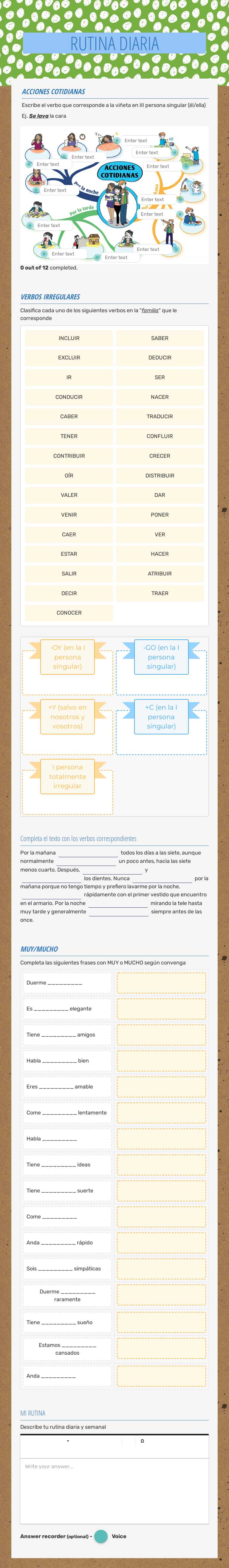 RUTINA DIARIA worksheet preview image