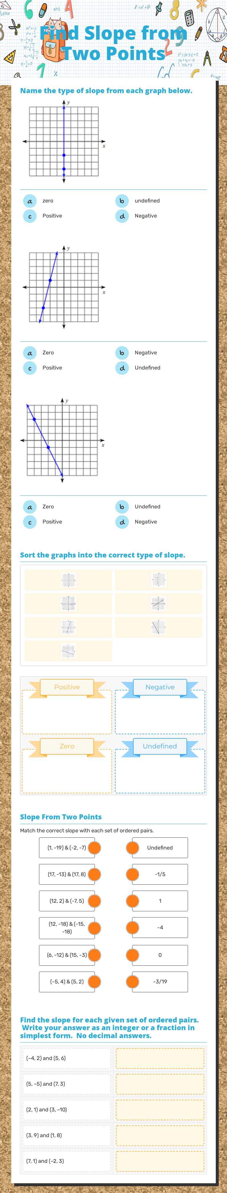 Find Slope from Two Points worksheet preview image