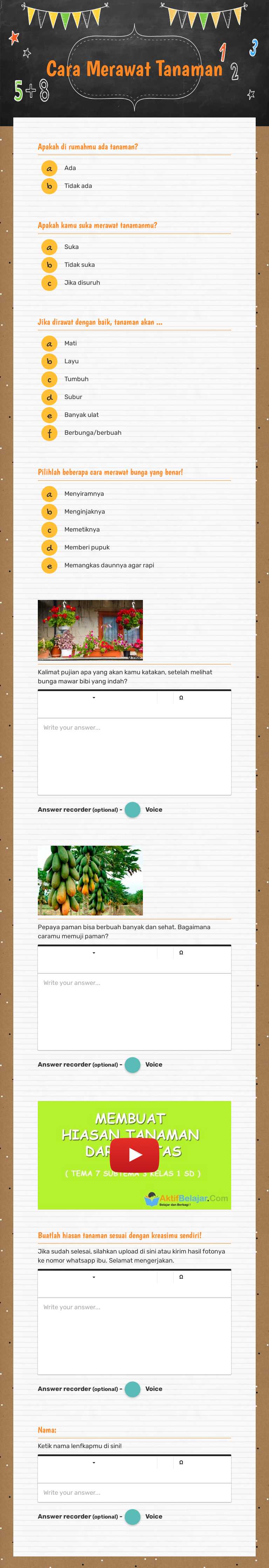 Cara Merawat Tanaman worksheet preview image