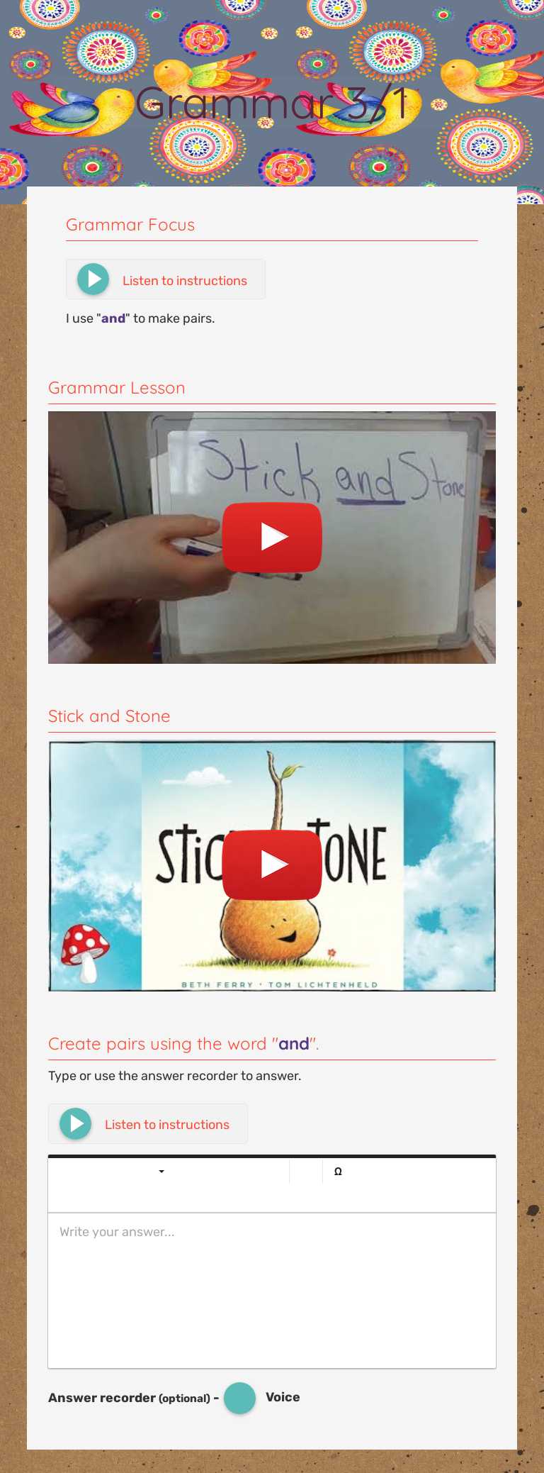 Grammar 3/1 worksheet preview image