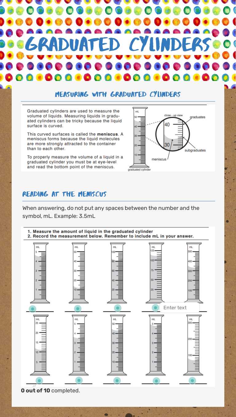 Graduated Cylinders worksheet preview image