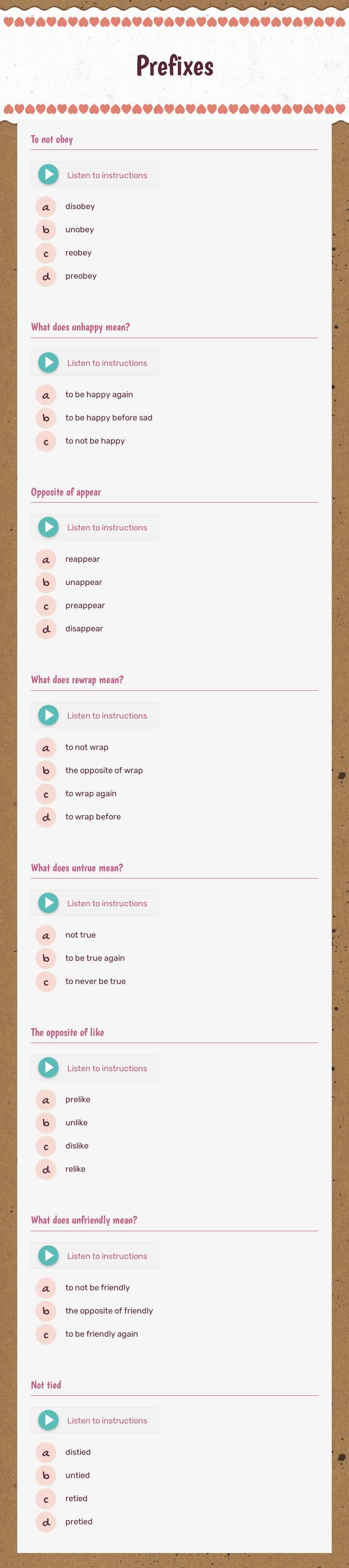 Prefixes Grade 2 worksheet preview