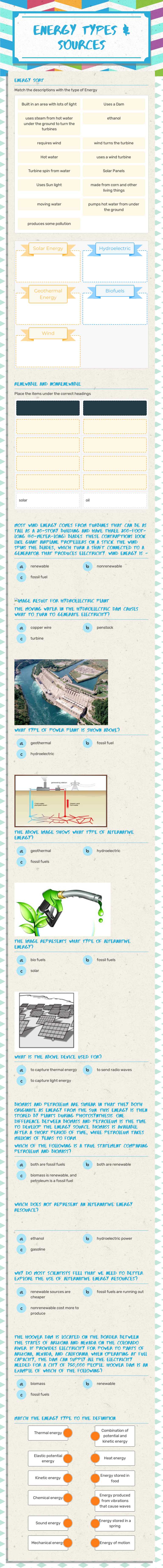 ENERGY
Types & Sources Grade 7 worksheet preview