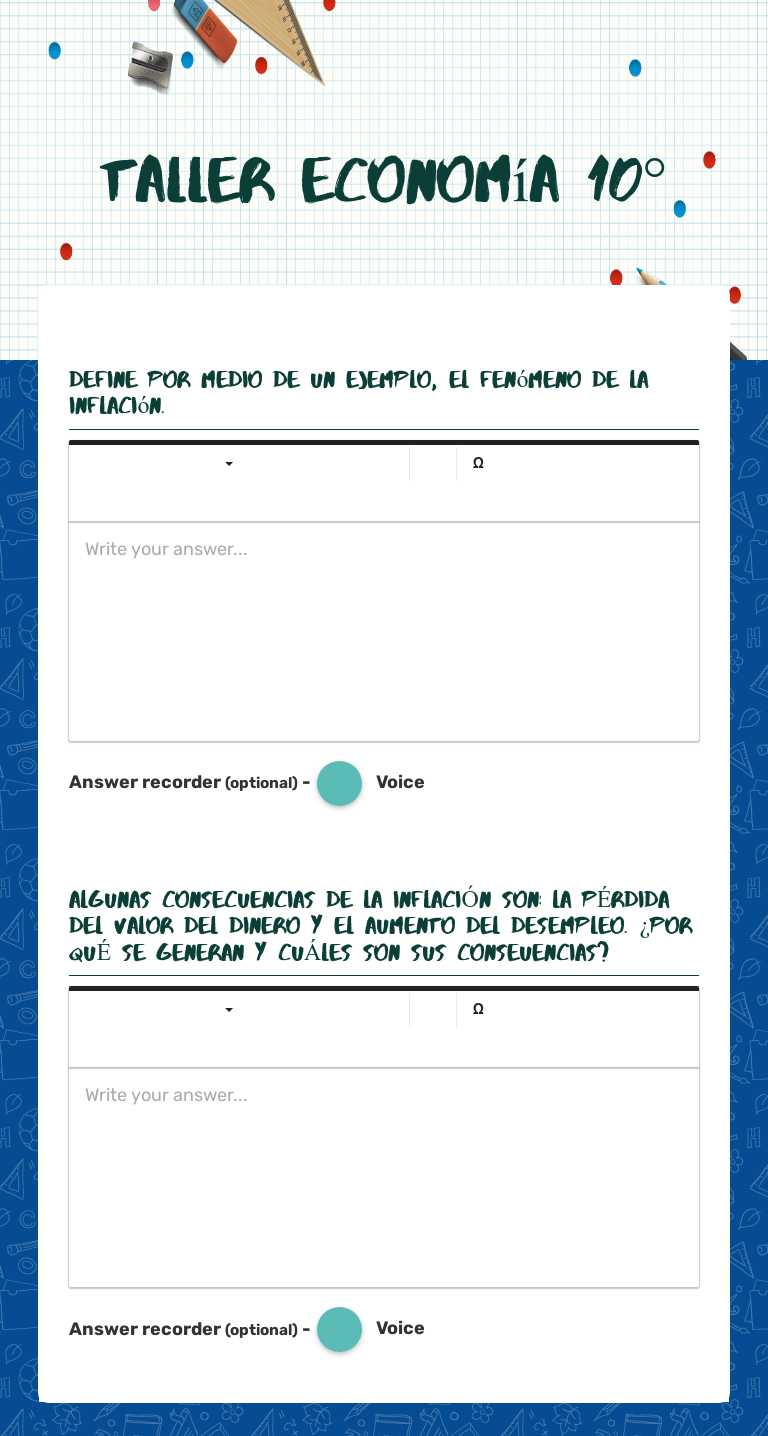 taller economía 10° worksheet preview image