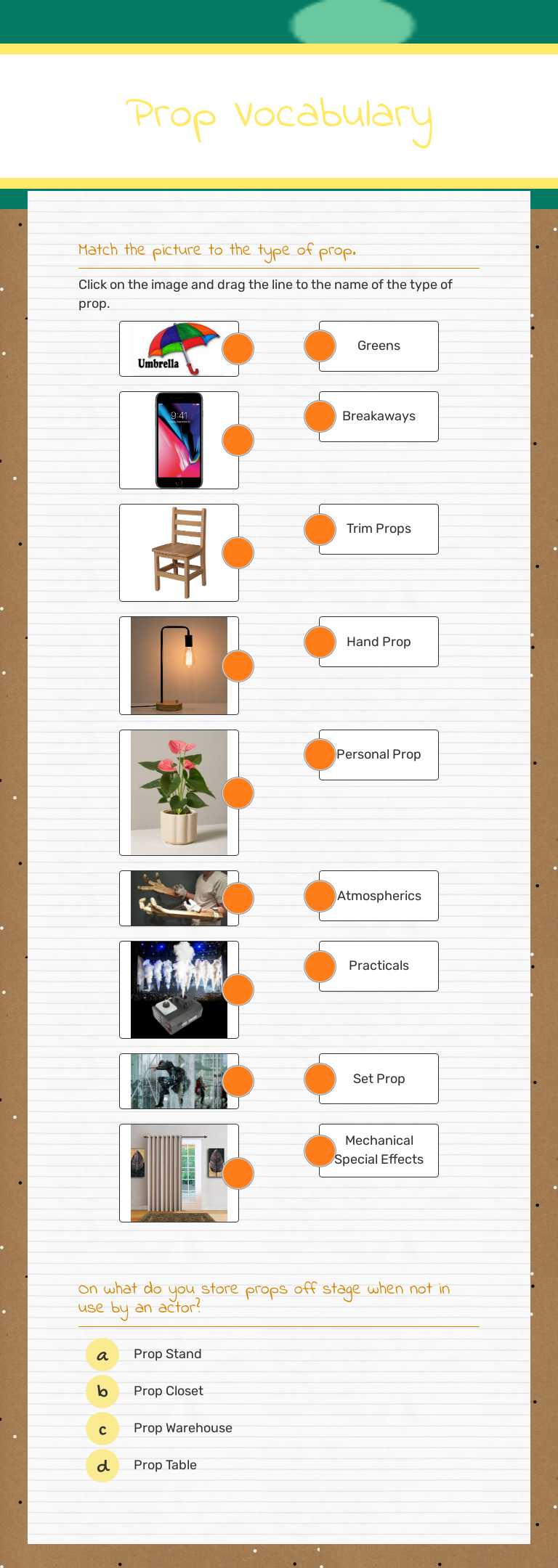 Prop Vocabulary worksheet preview image