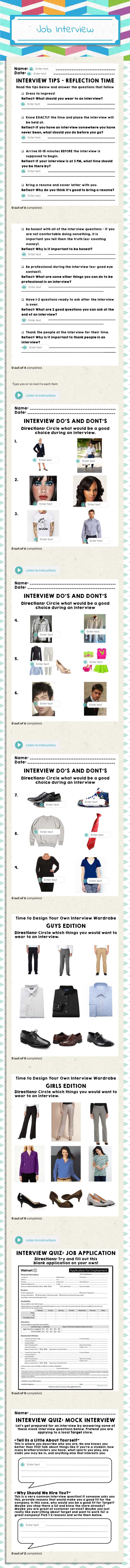 Job Interview worksheet preview image
