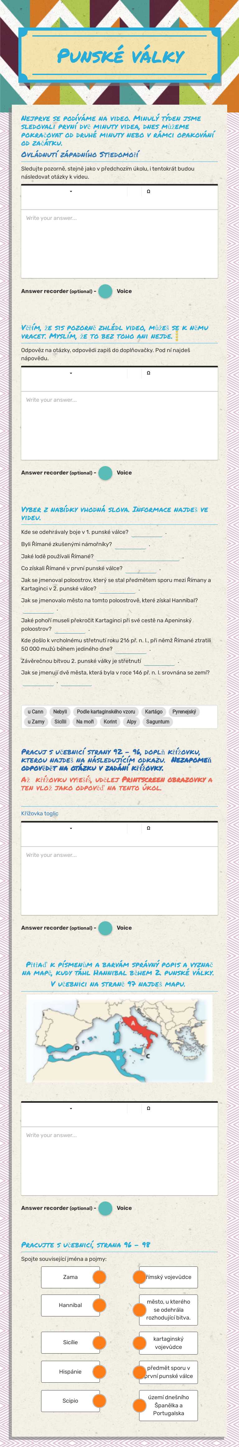 Punské války worksheet preview image