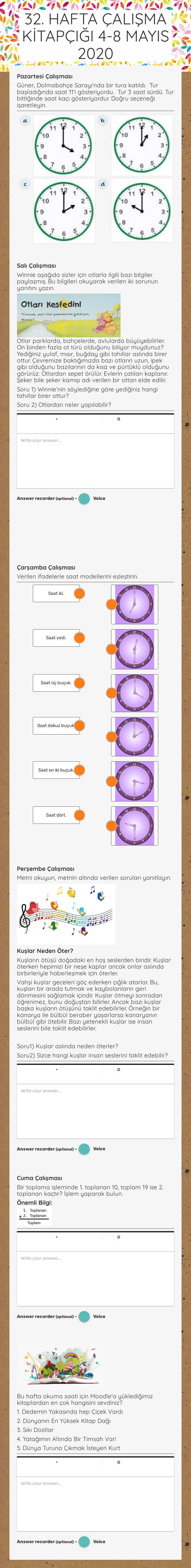 32. HAFTA ÇALIŞMA 
  KİTAPÇIĞI               4-8 MAYIS 2020 worksheet preview image
