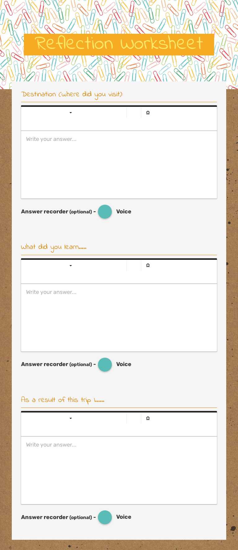 Reflection Worksheet worksheet preview image