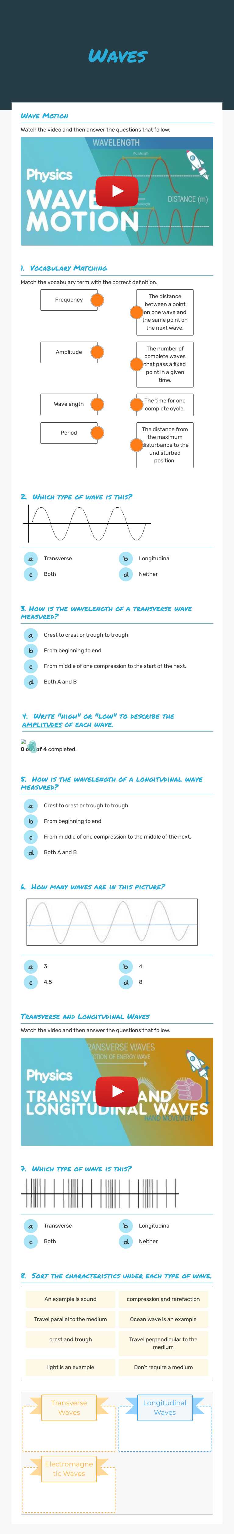 Waves worksheet preview image