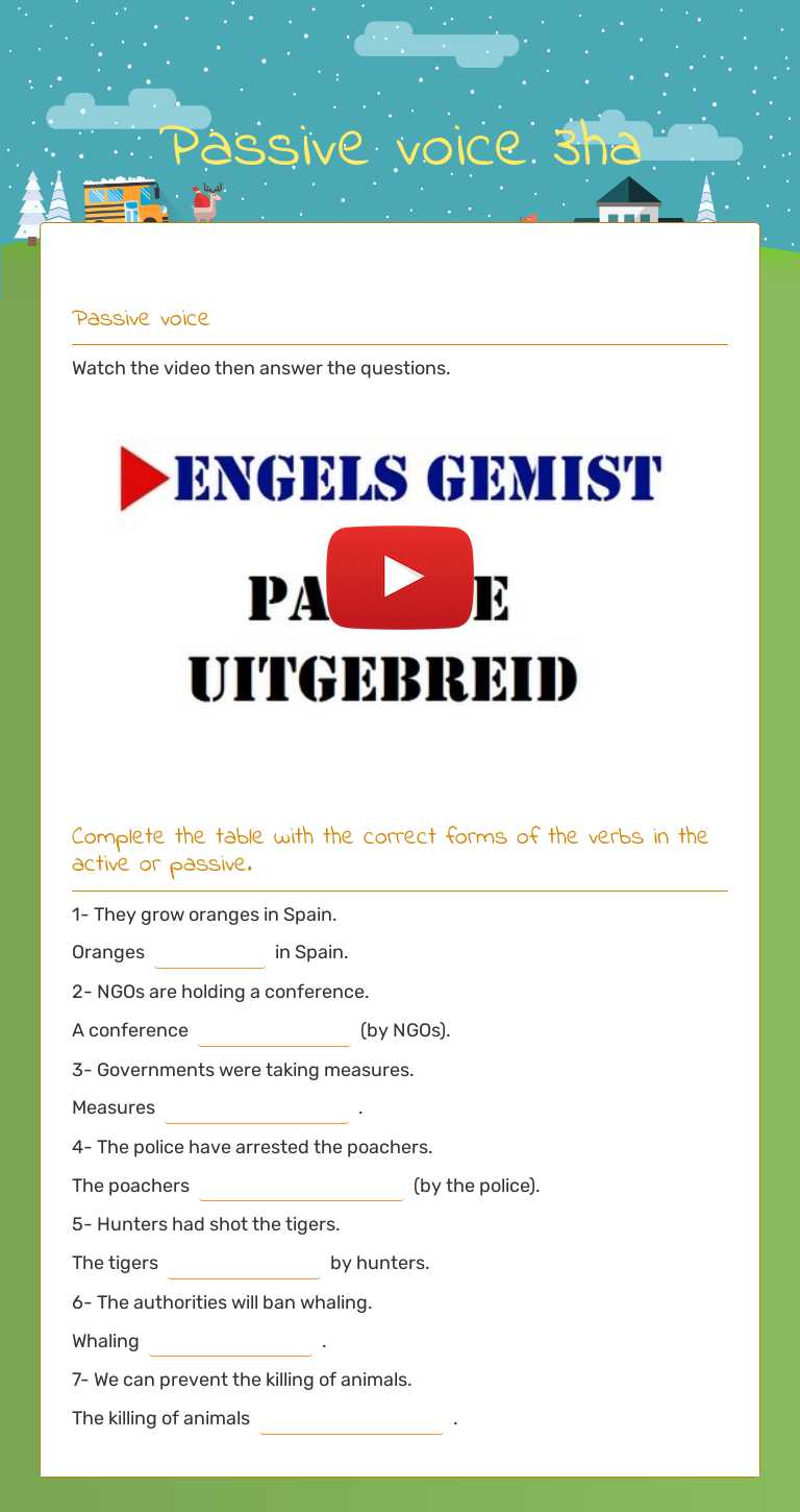 Passive voice 3ha worksheet preview image