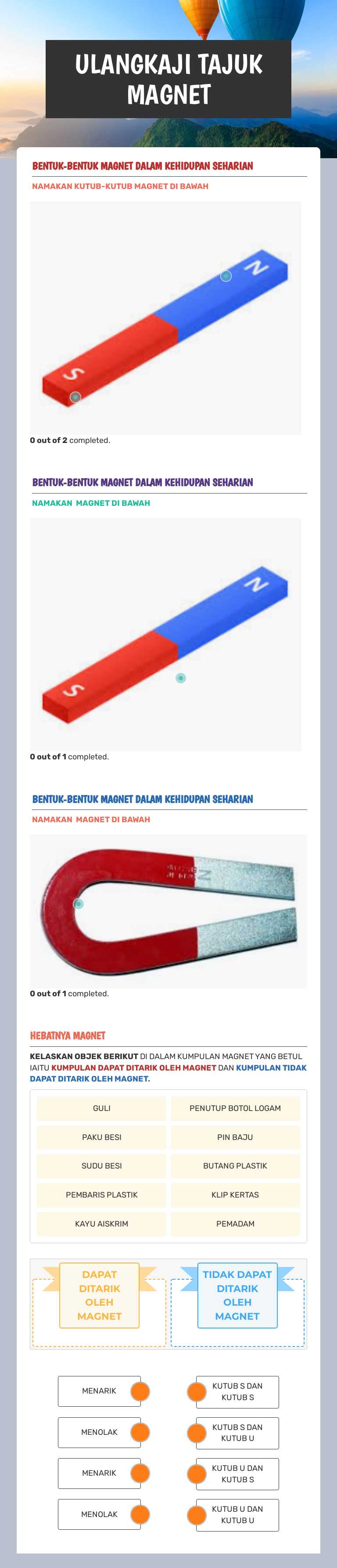 ULANGKAJI TAJUK MAGNET worksheet preview image