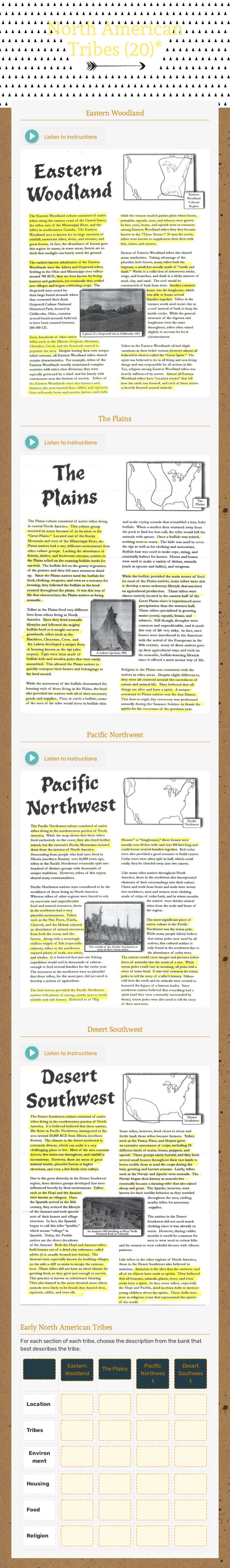 North American Tribes (20)* worksheet preview image