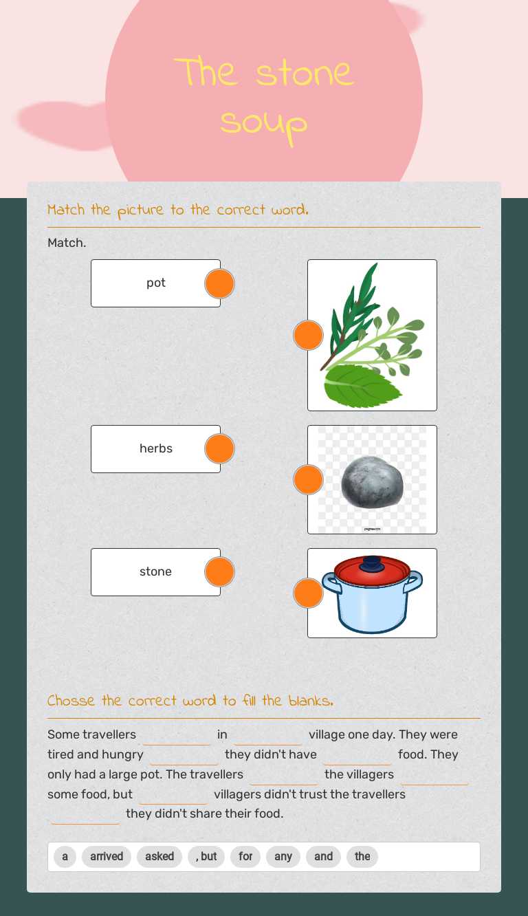 The stone soup worksheet preview image