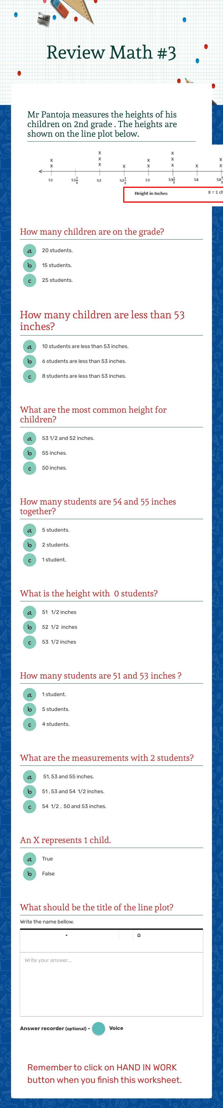 Review Math #3 worksheet preview image