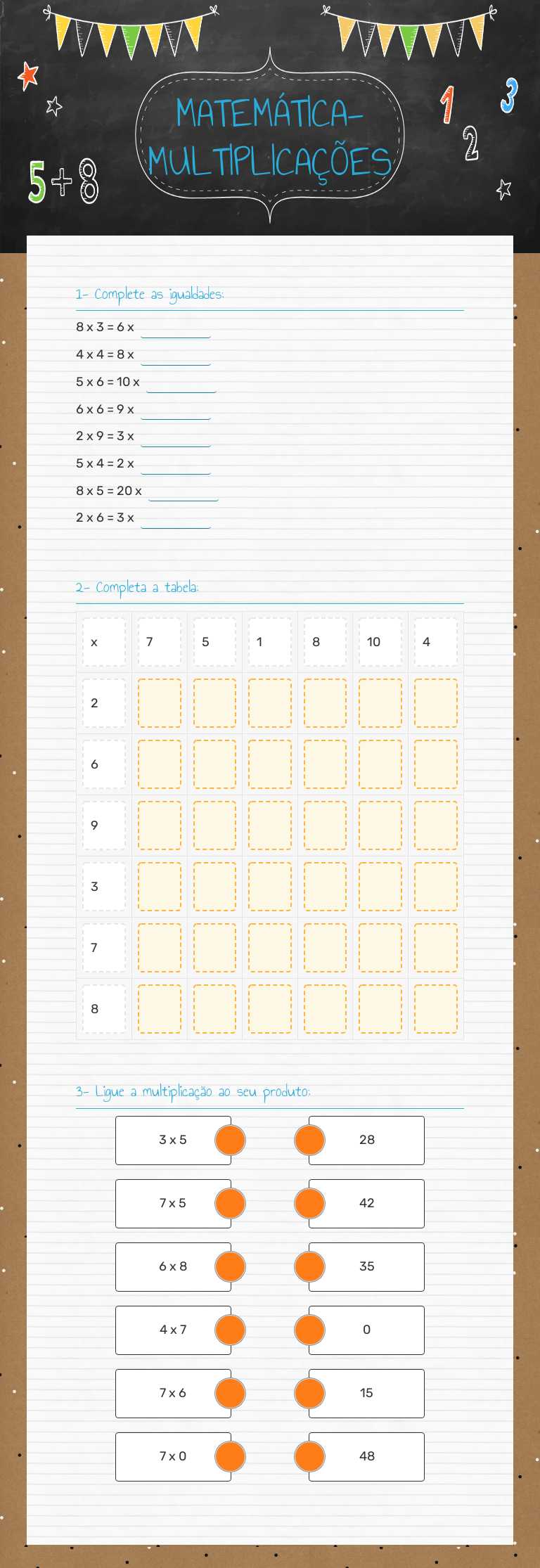 MATEMÁTICA-MULTIPLICAÇÕES worksheet preview image