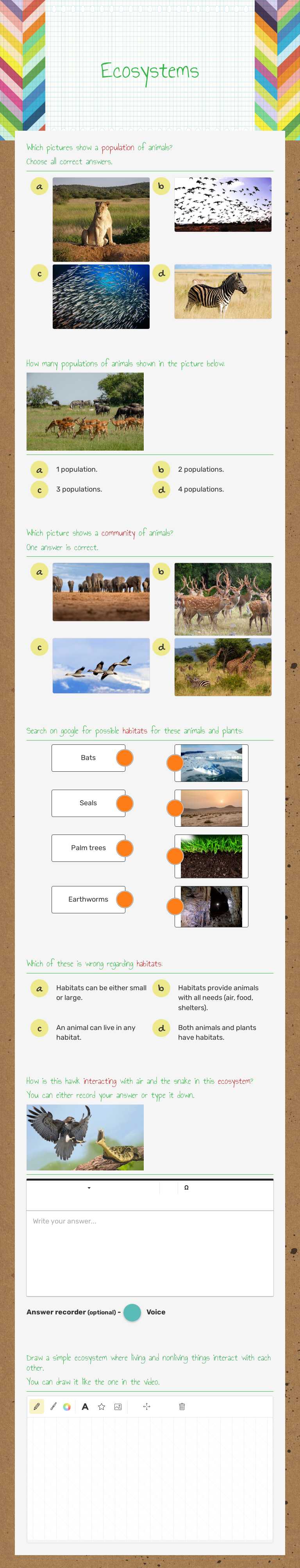 Ecosystems worksheet preview image