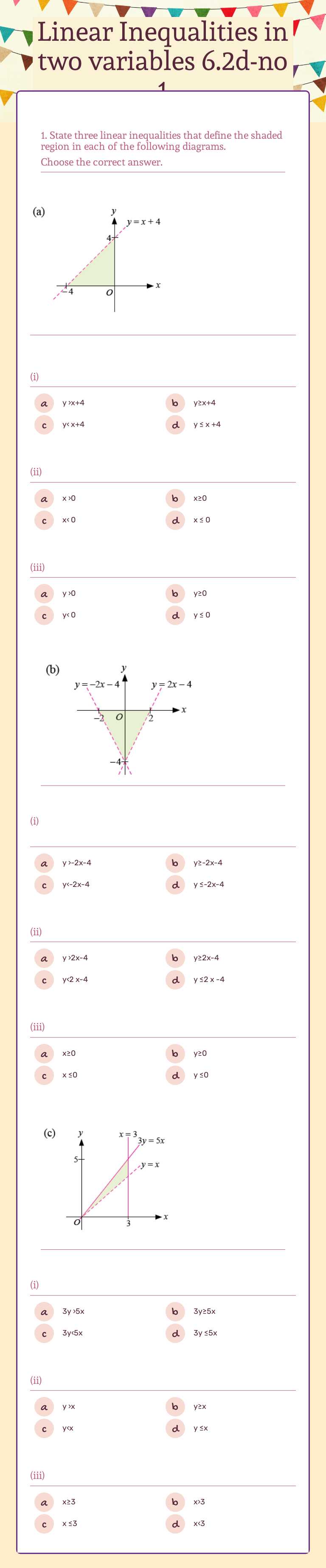Linear Inequalities in two variables 6.2d-no 1 worksheet preview image