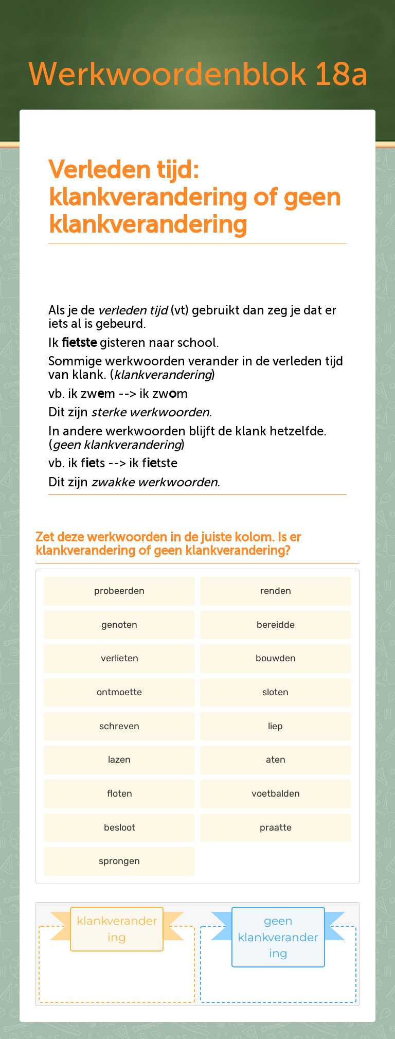 Werkwoordenblok 18a worksheet preview image