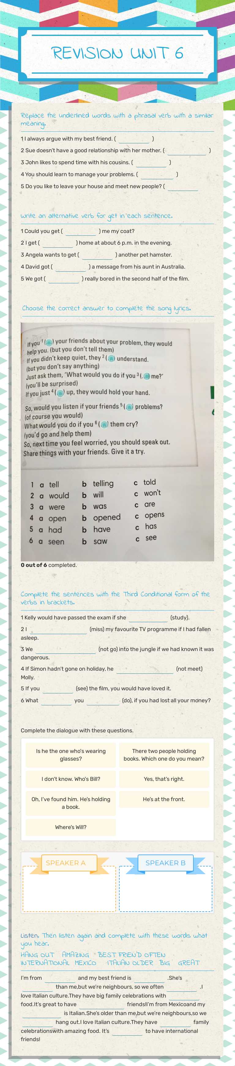REVISION UNIT 6 Grade 9 worksheet preview