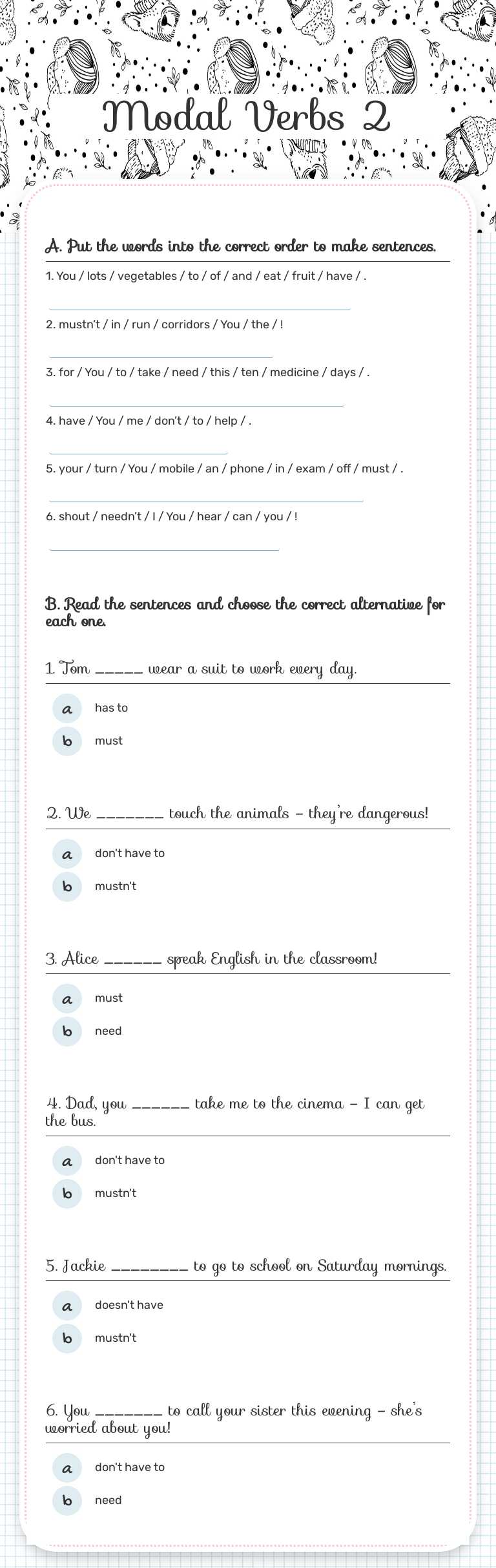 Modal Verbs 2 worksheet preview image