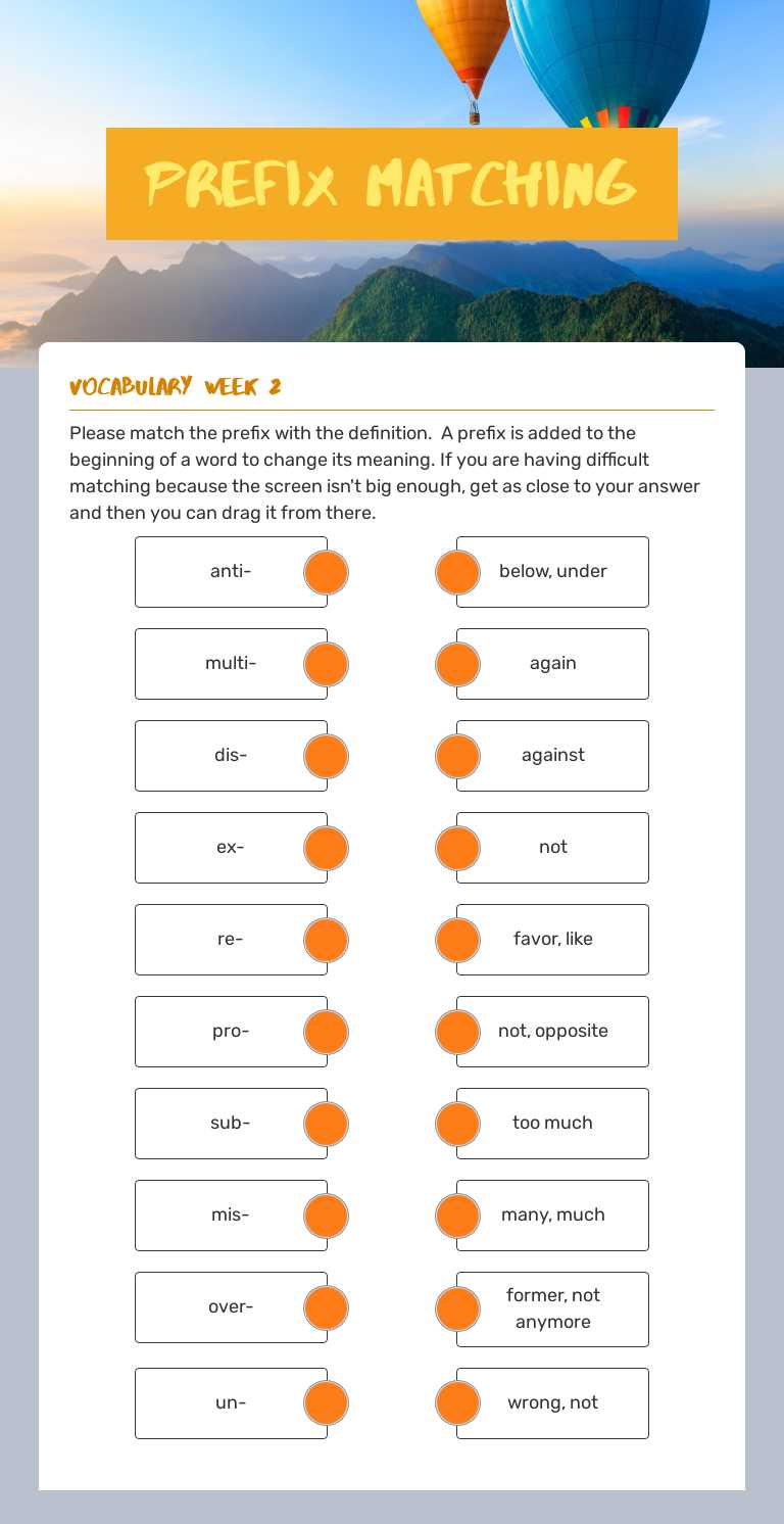 Prefix Matching worksheet preview image
