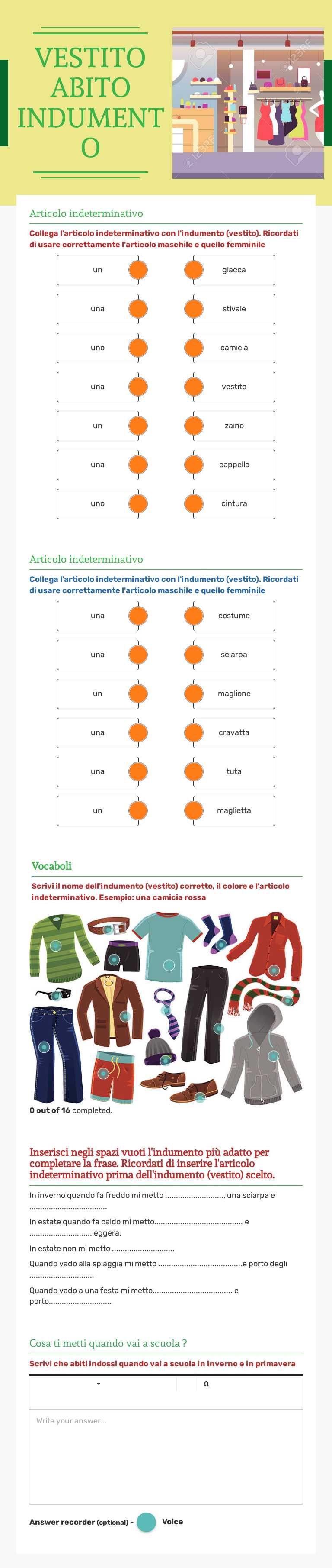 VESTITO
ABITO INDUMENTO Grade 2 worksheet preview
