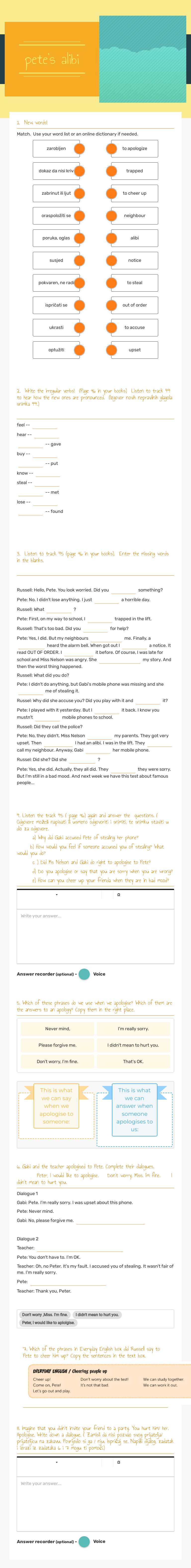 pete's alibi Grade 6 worksheet preview