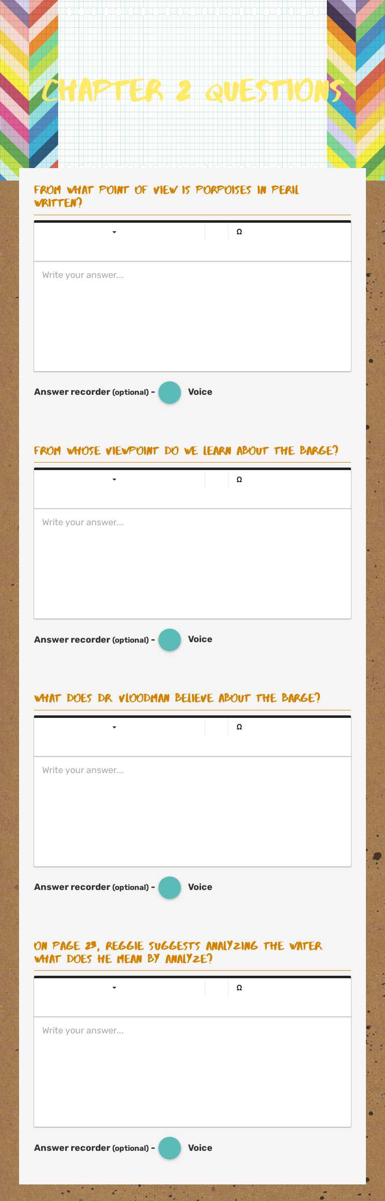 Chapter 2 Questions worksheet preview image