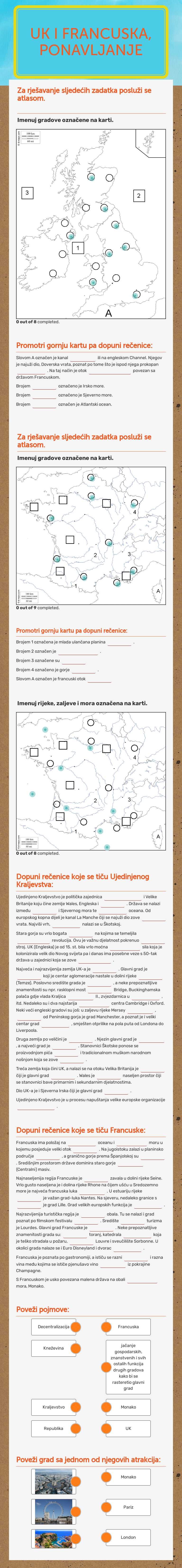 UK i francuska, 
ponavljanje worksheet preview image