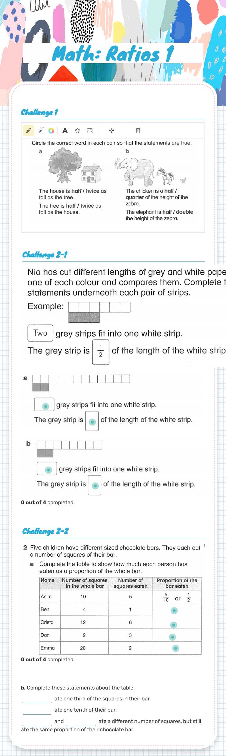 Math: Ratios 1 worksheet preview image
