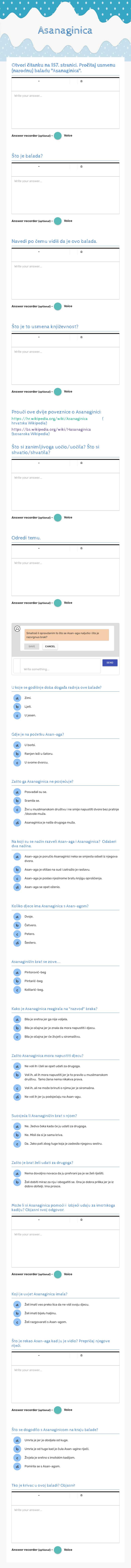 Asanaginica Grade 8 worksheet preview