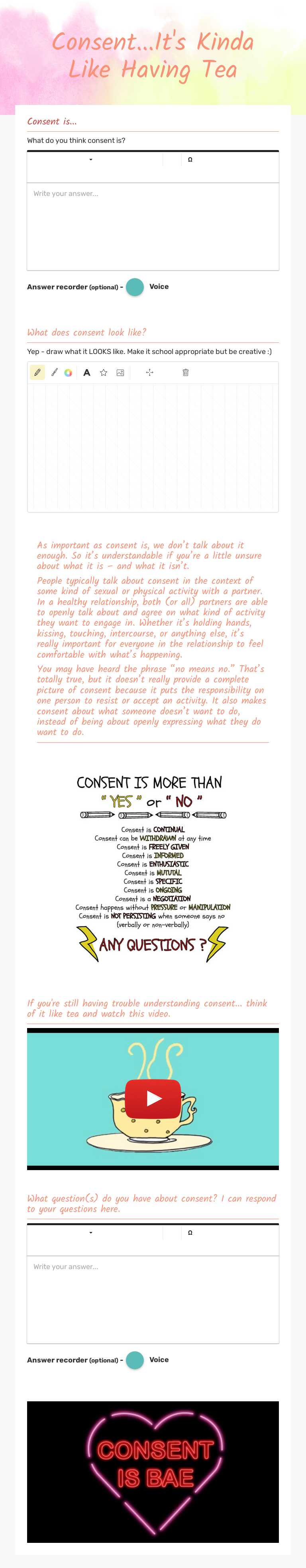 Consent...It's Kinda Like Having  Tea worksheet preview image