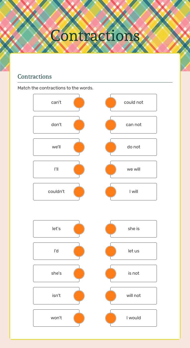Contractions worksheet preview image