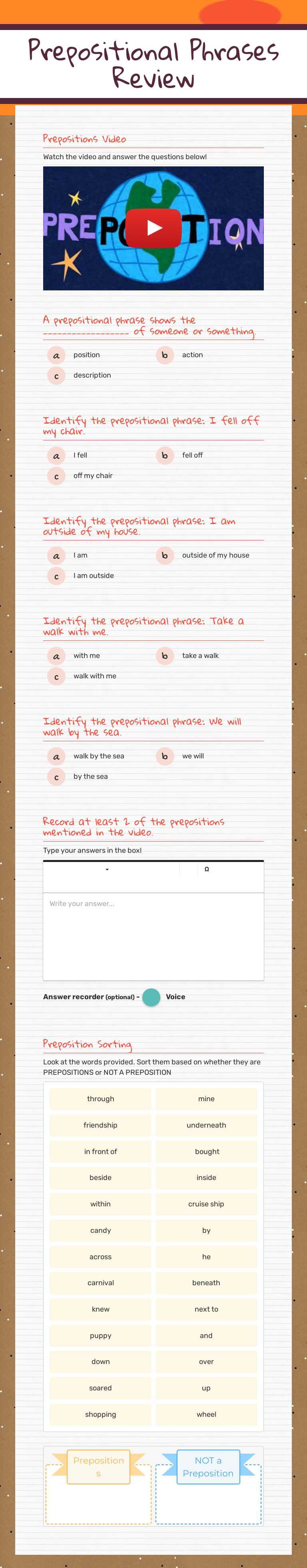 Prepositional Phrases 
Review worksheet preview image