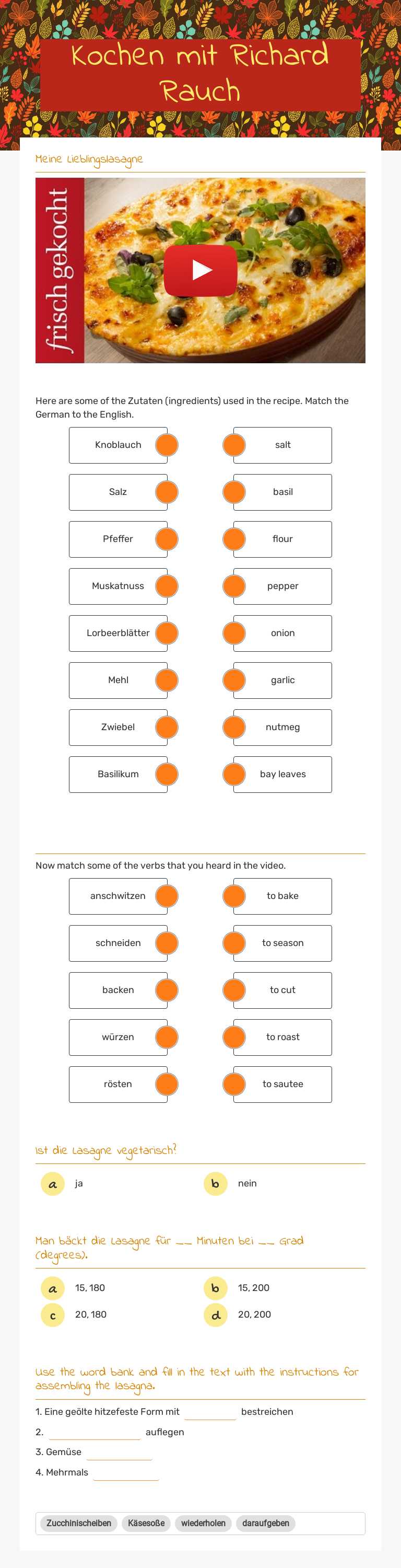 Kochen mit Richard Rauch worksheet preview image