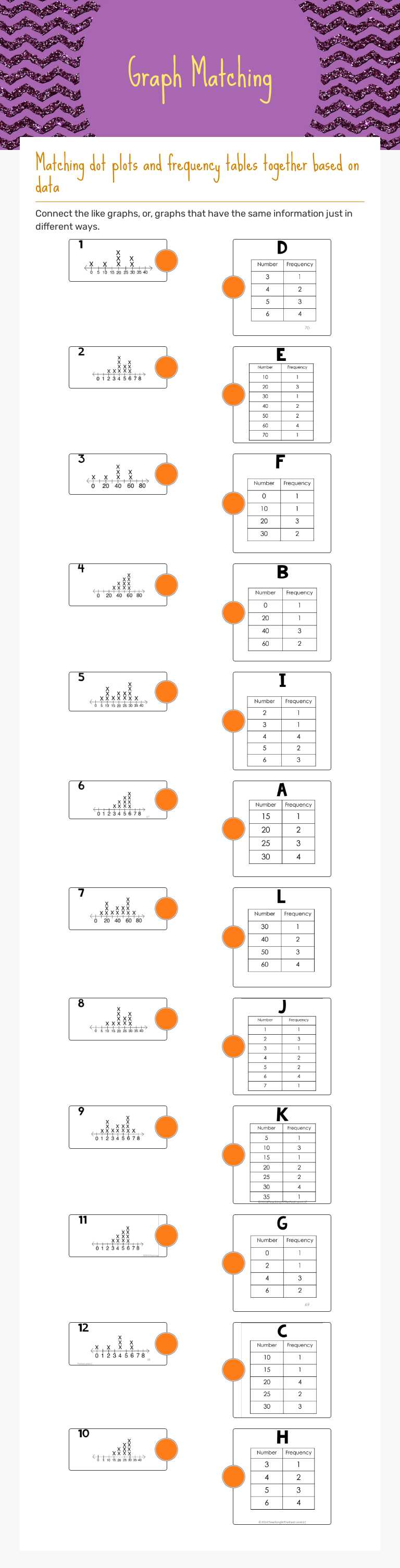 Graph Matching worksheet preview image