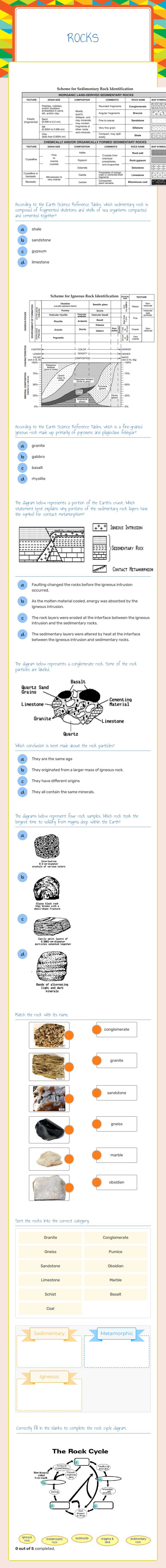 Rocks worksheet preview image