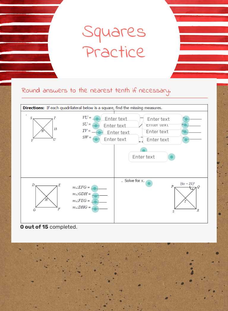 Squares Practice worksheet preview image
